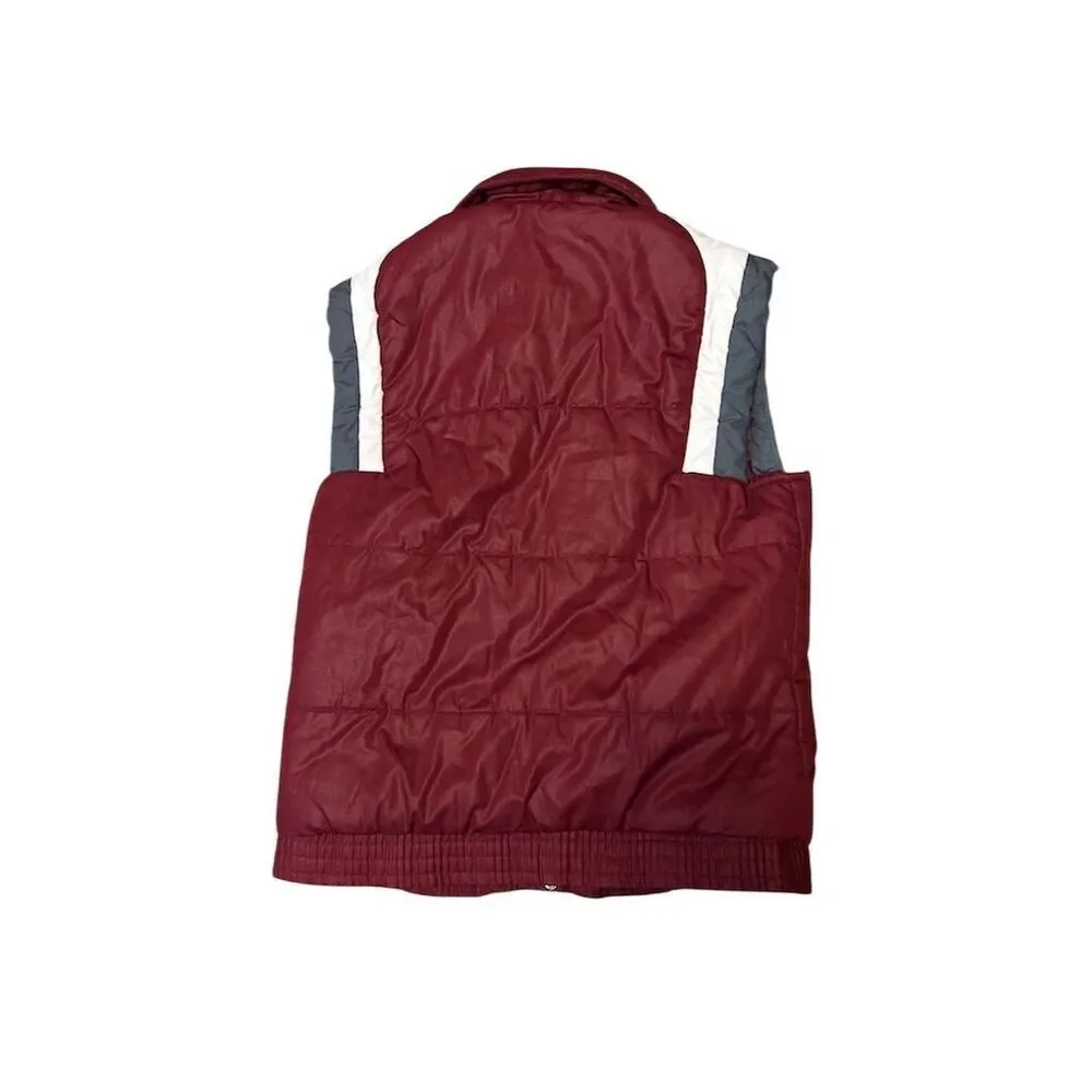 Vintage Women's Burgundy Puffer Vest Size S Casual Winter Outerwear - Picture 2 of 9
